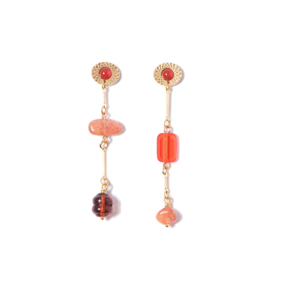 Carnelian Mismatched Composition Earrings