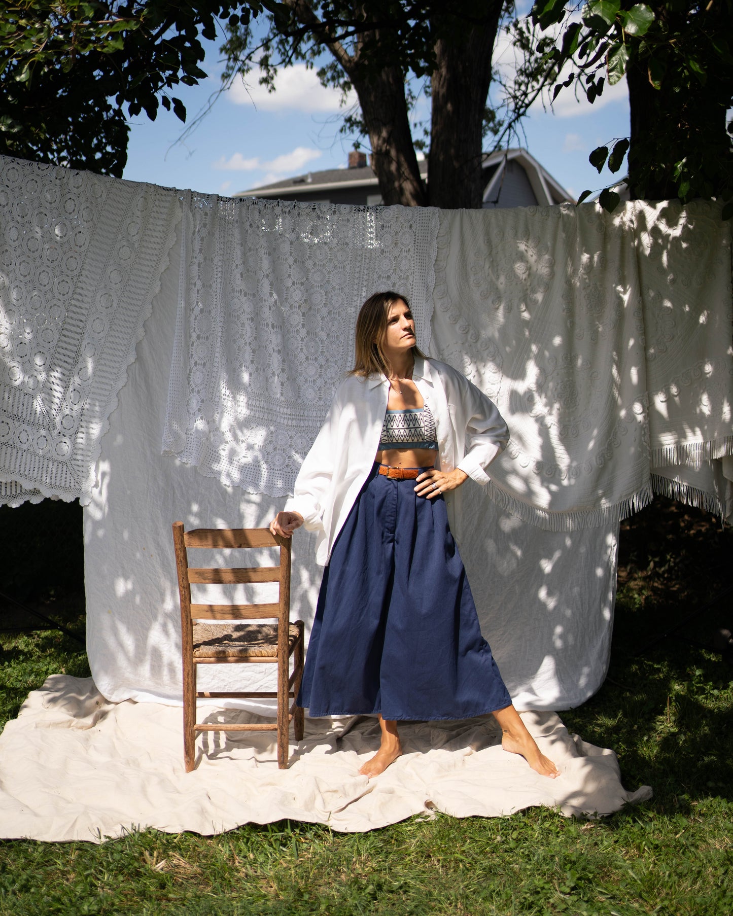 Villager white ramie button down