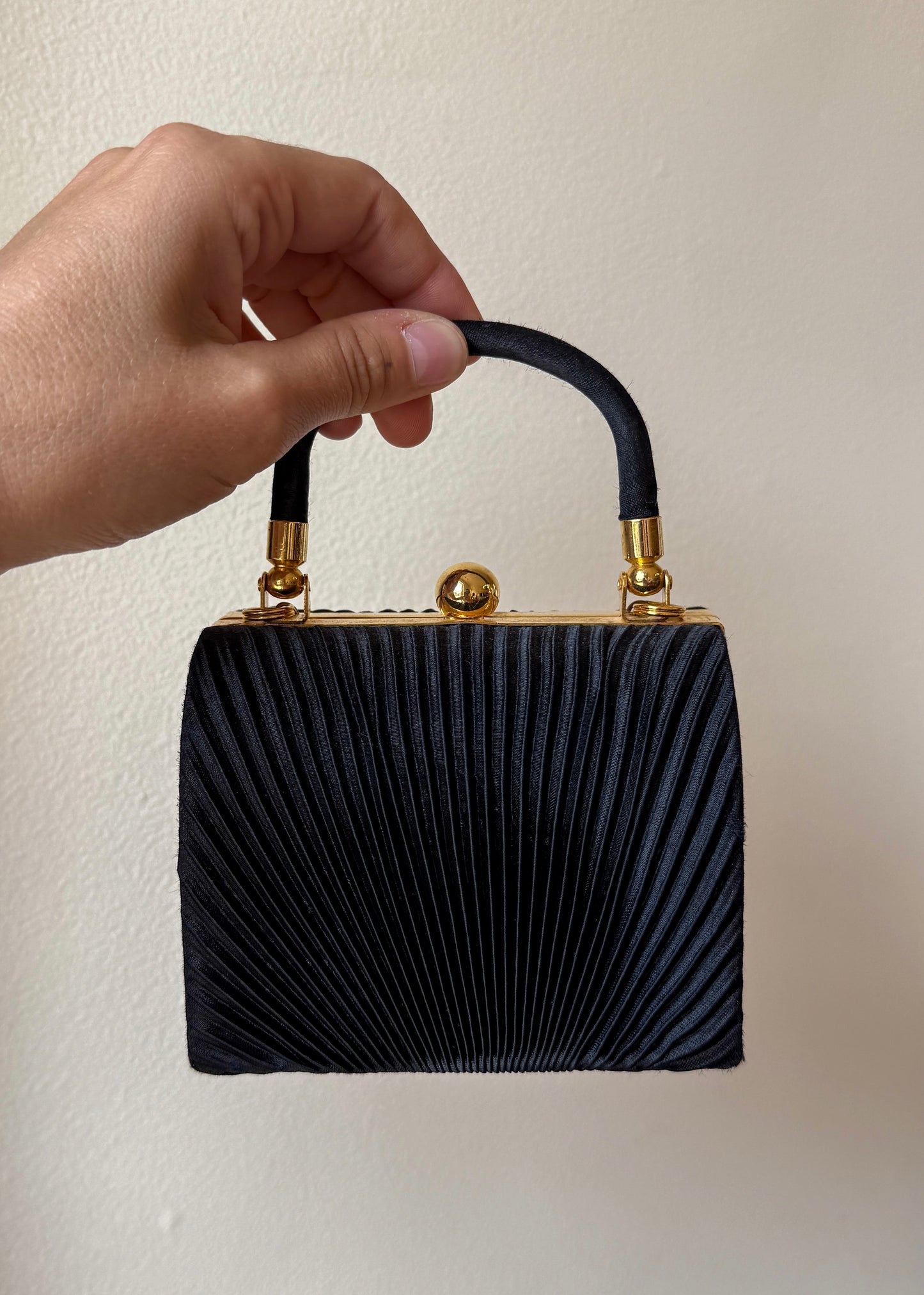 Satin Pleated Purse - Coverts to crossbody!