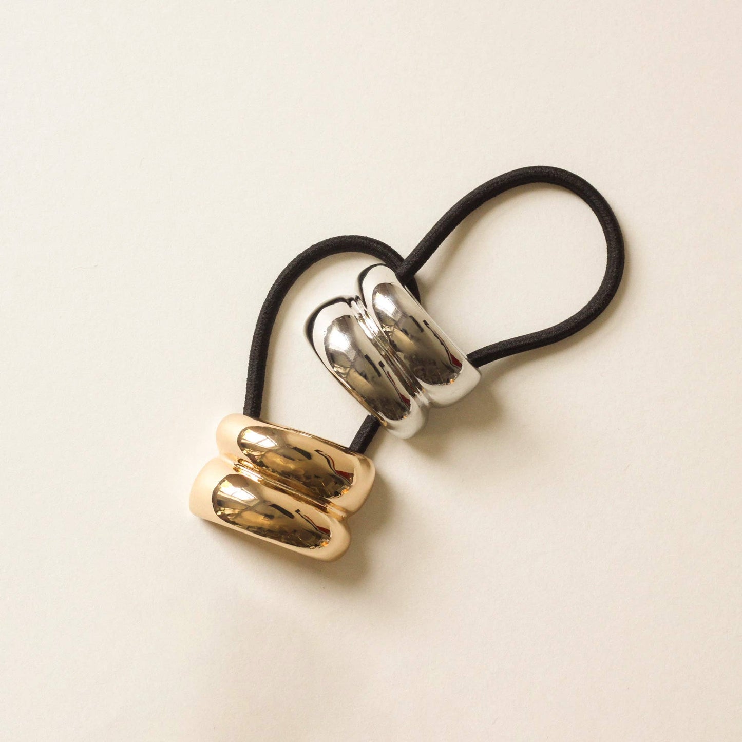 Mini Double Arch Metal Ponytail Hair Tie | Silver