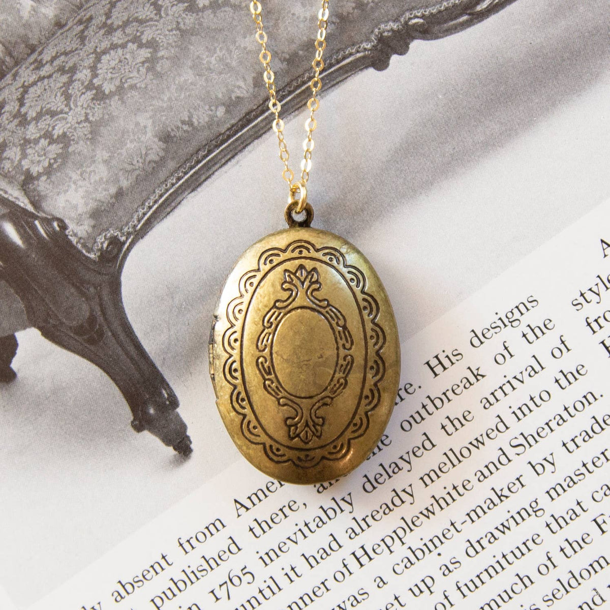 Vintage Large Antique Brass Oval Locket