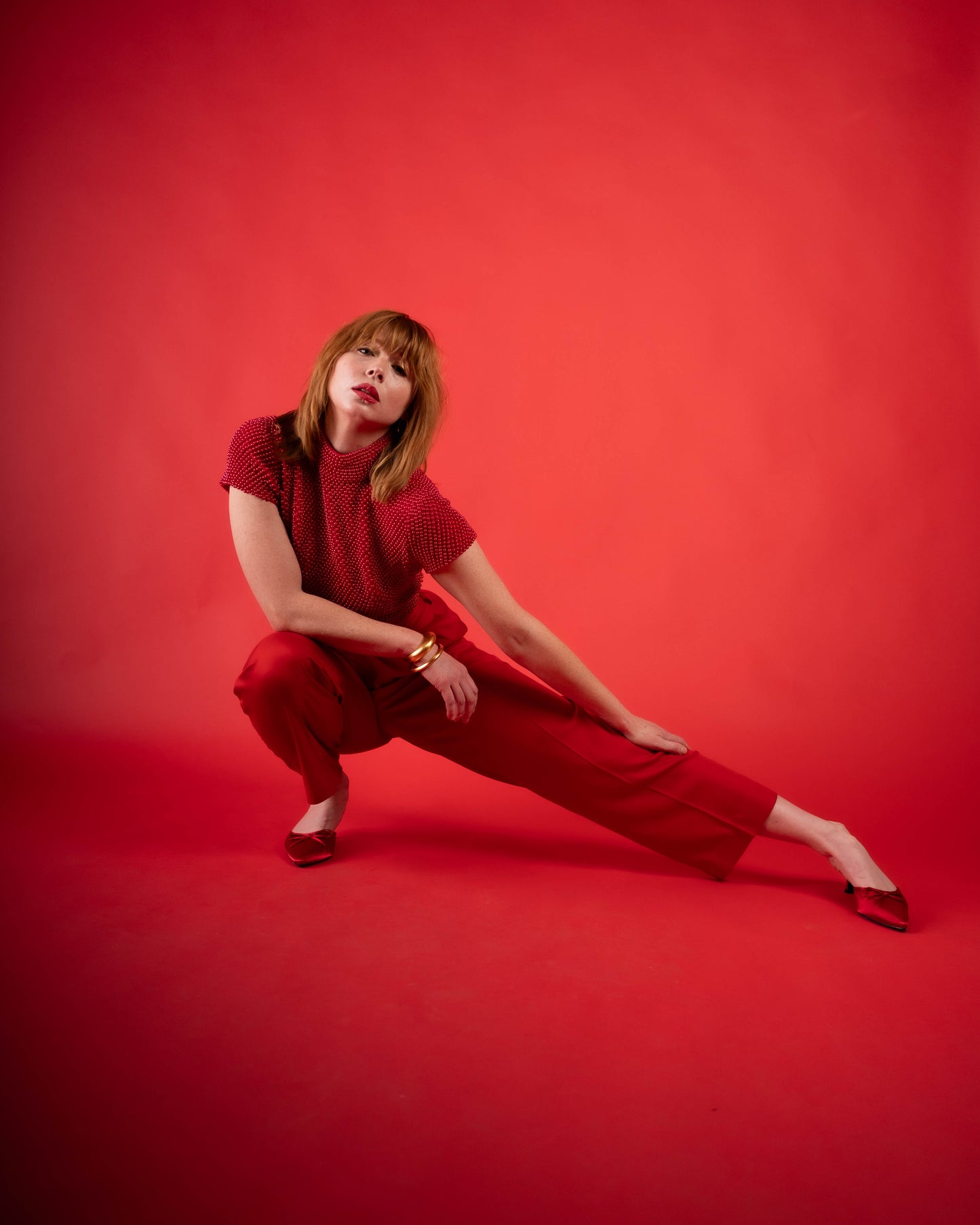 Ellen Tracy red silk pant as is