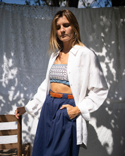 Villager white ramie button down
