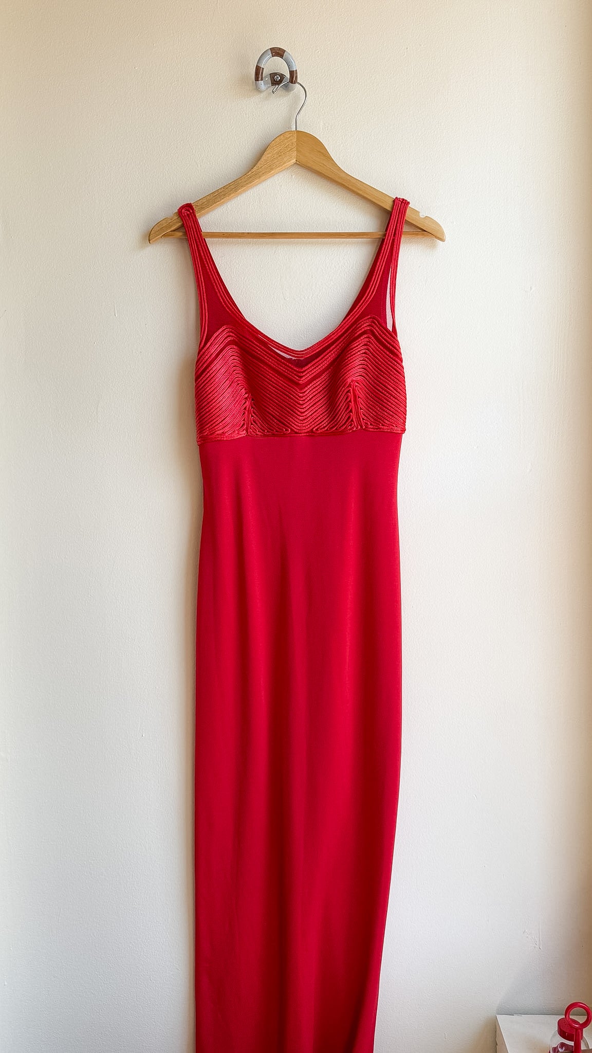 Tower red mesh cut out gown