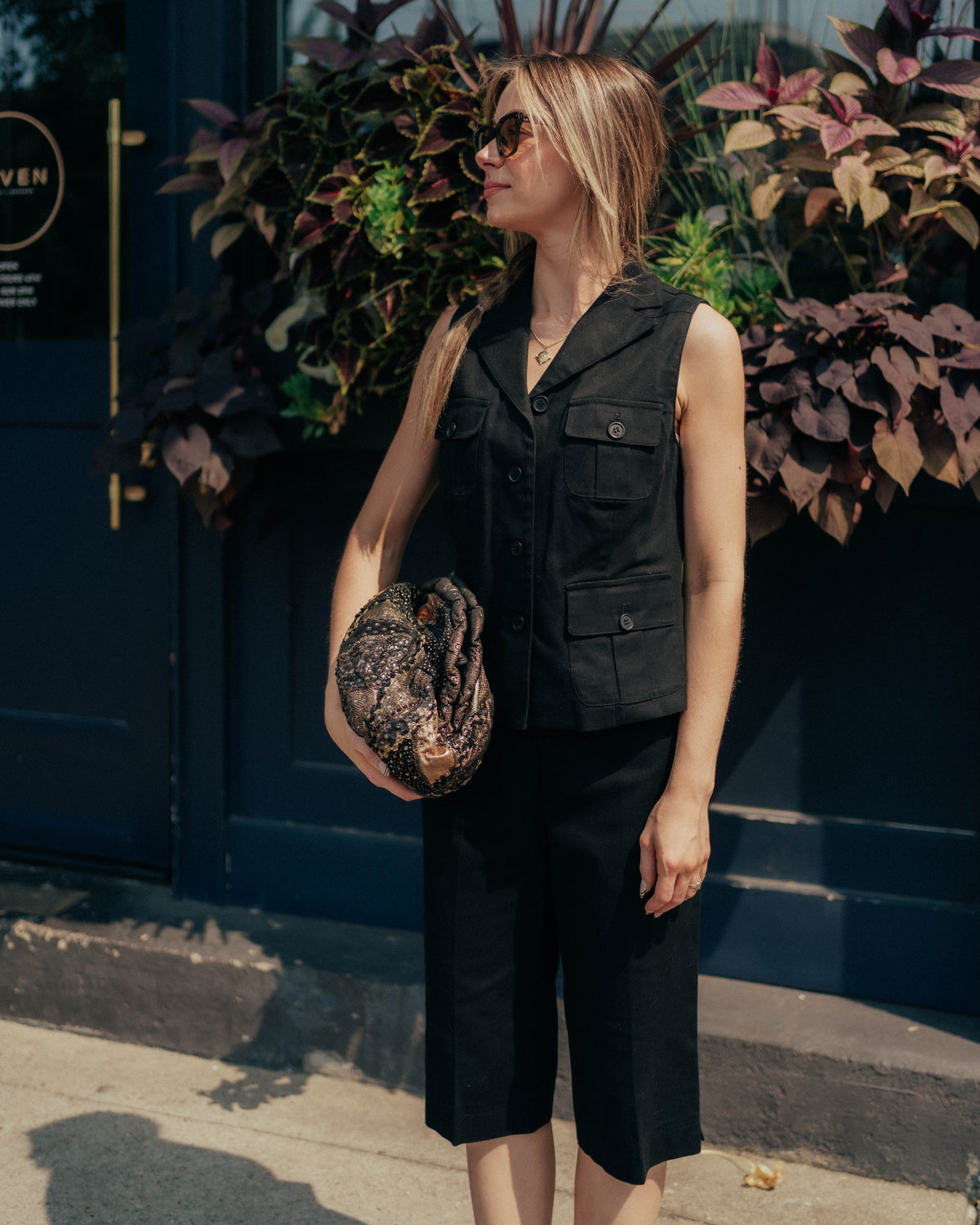 Black vest & capri set