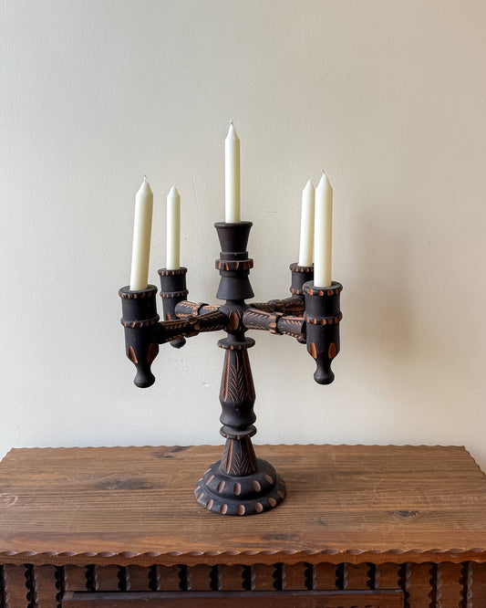 Carved wood candelabra