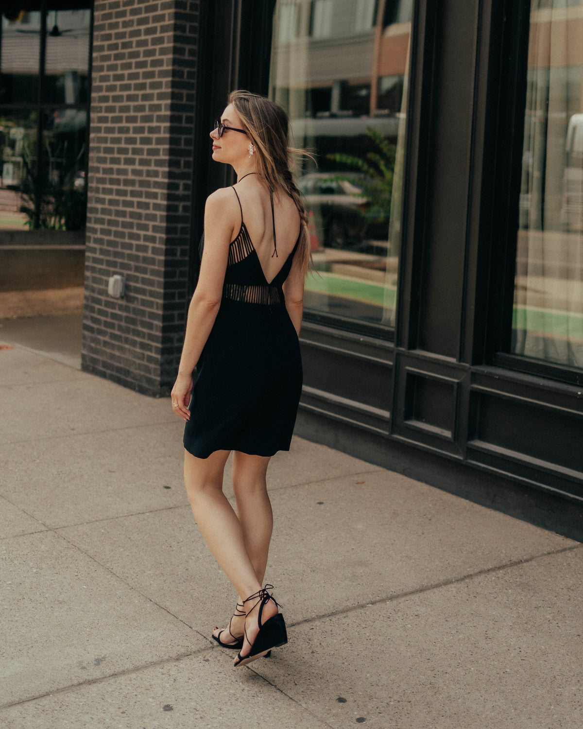 Caché black peekaboo midriff dress