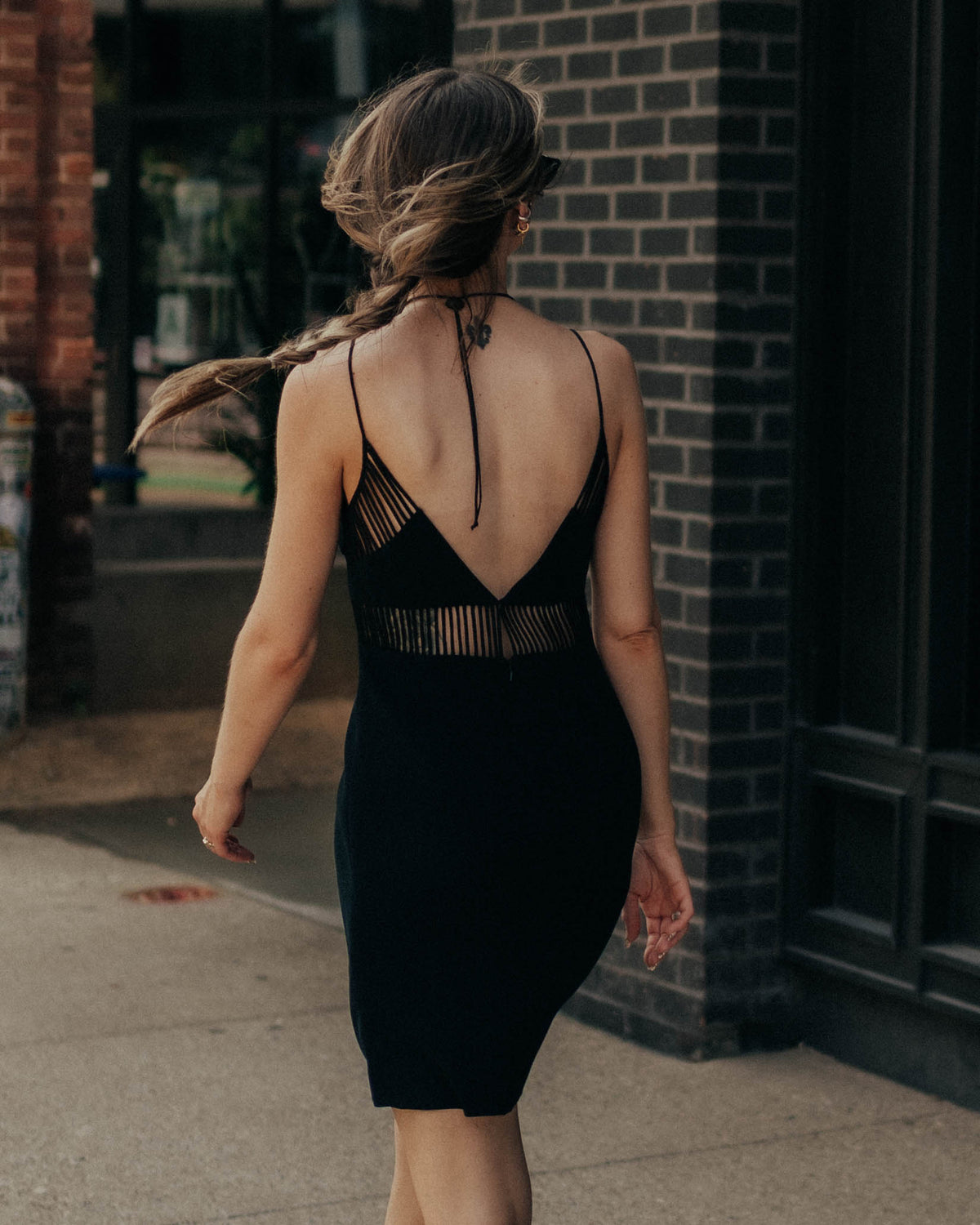 Caché black peekaboo midriff dress