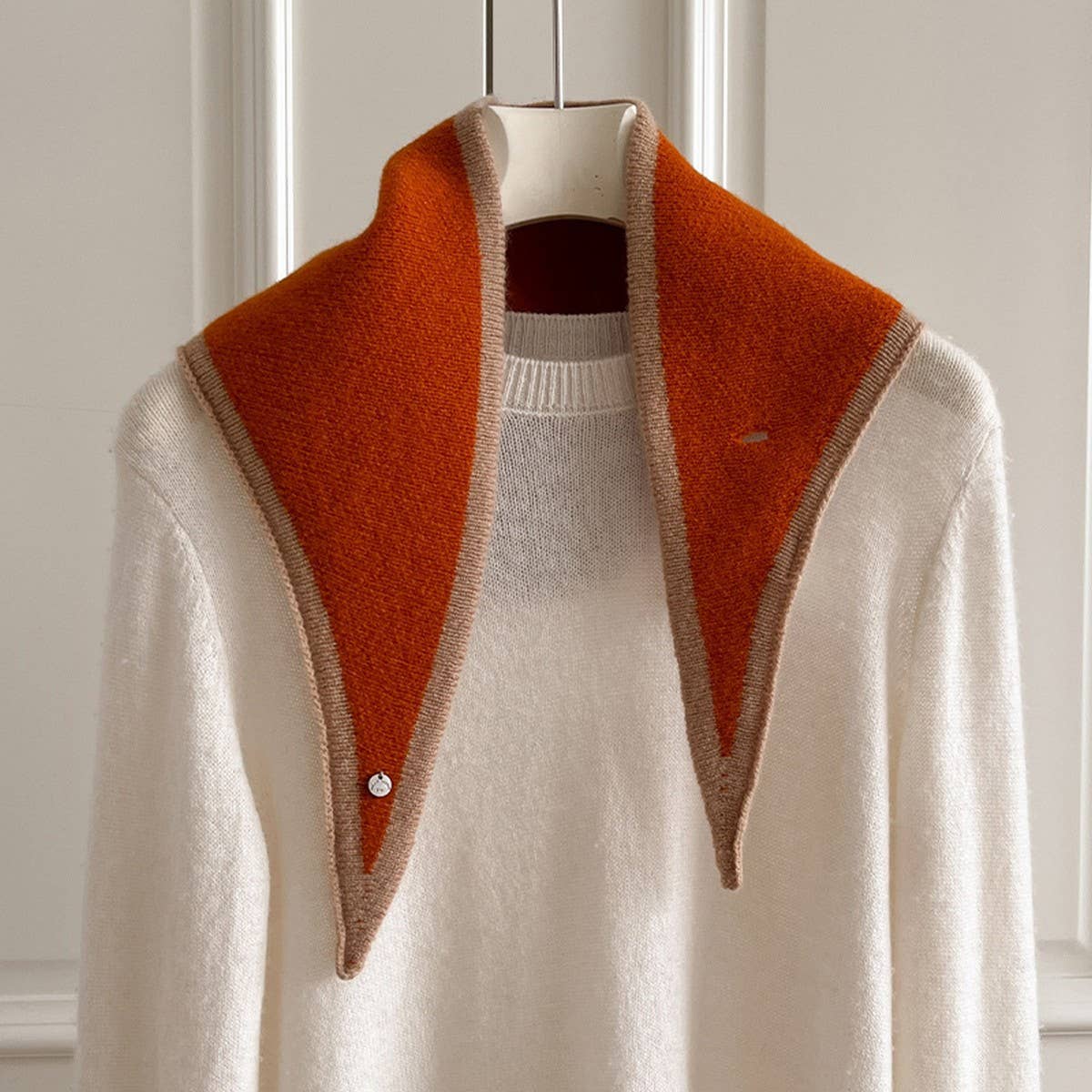 Colorblock Wool Knit Pull-Through Scarf - assorted colors