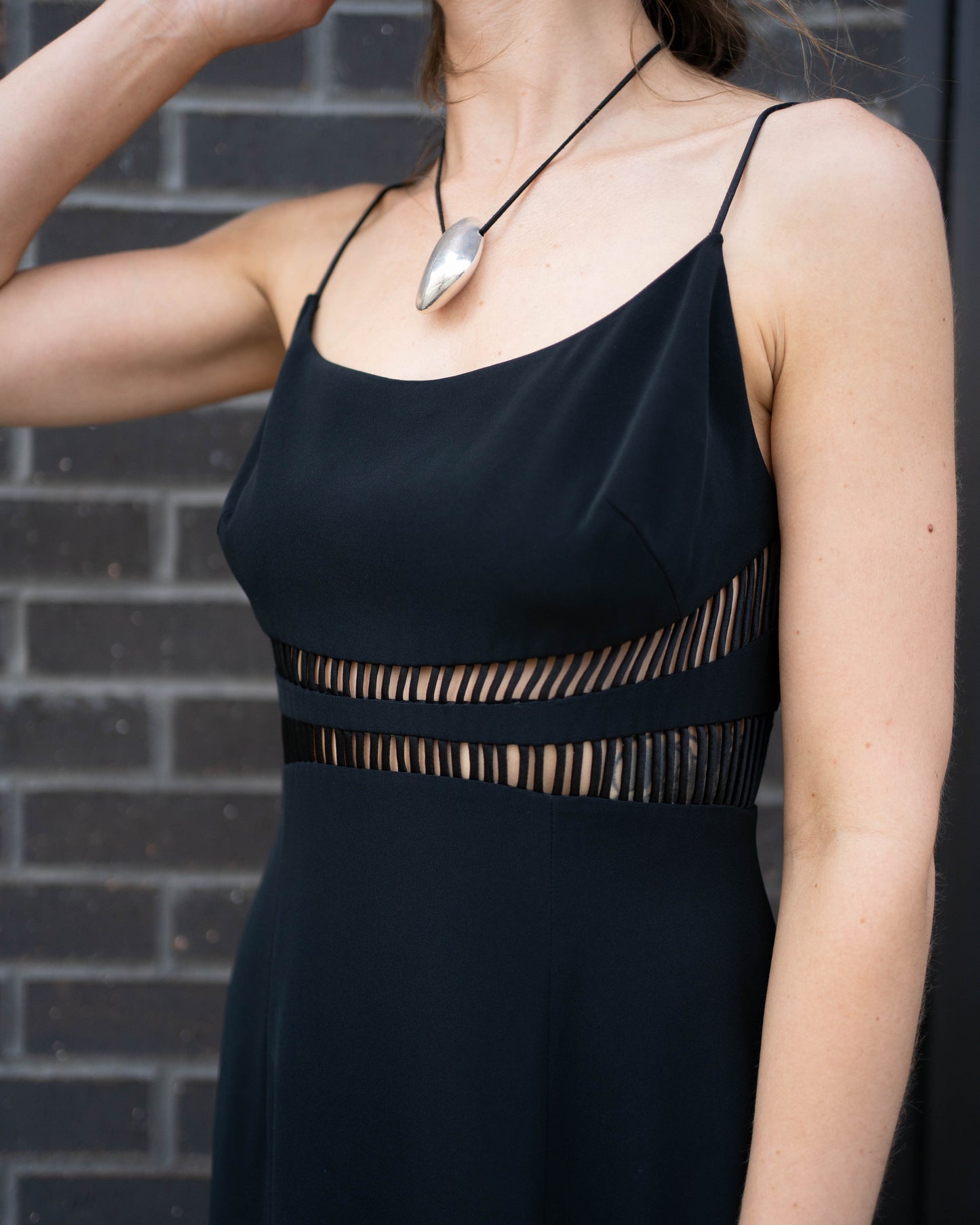 Caché black peekaboo midriff dress