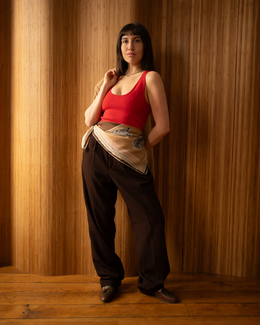 Chocolate brown rayon trousers