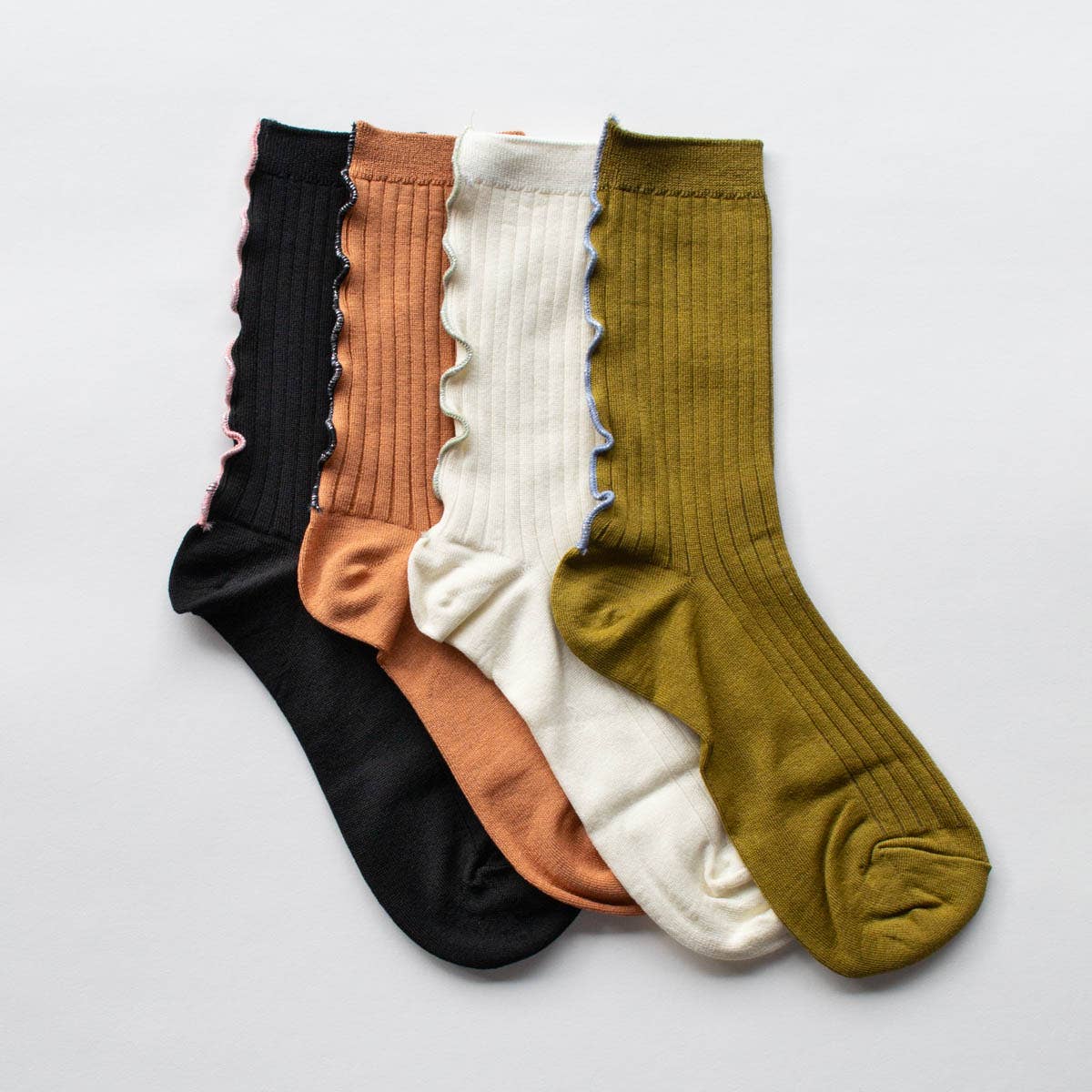 Merrow Stitch Socks: Ivory