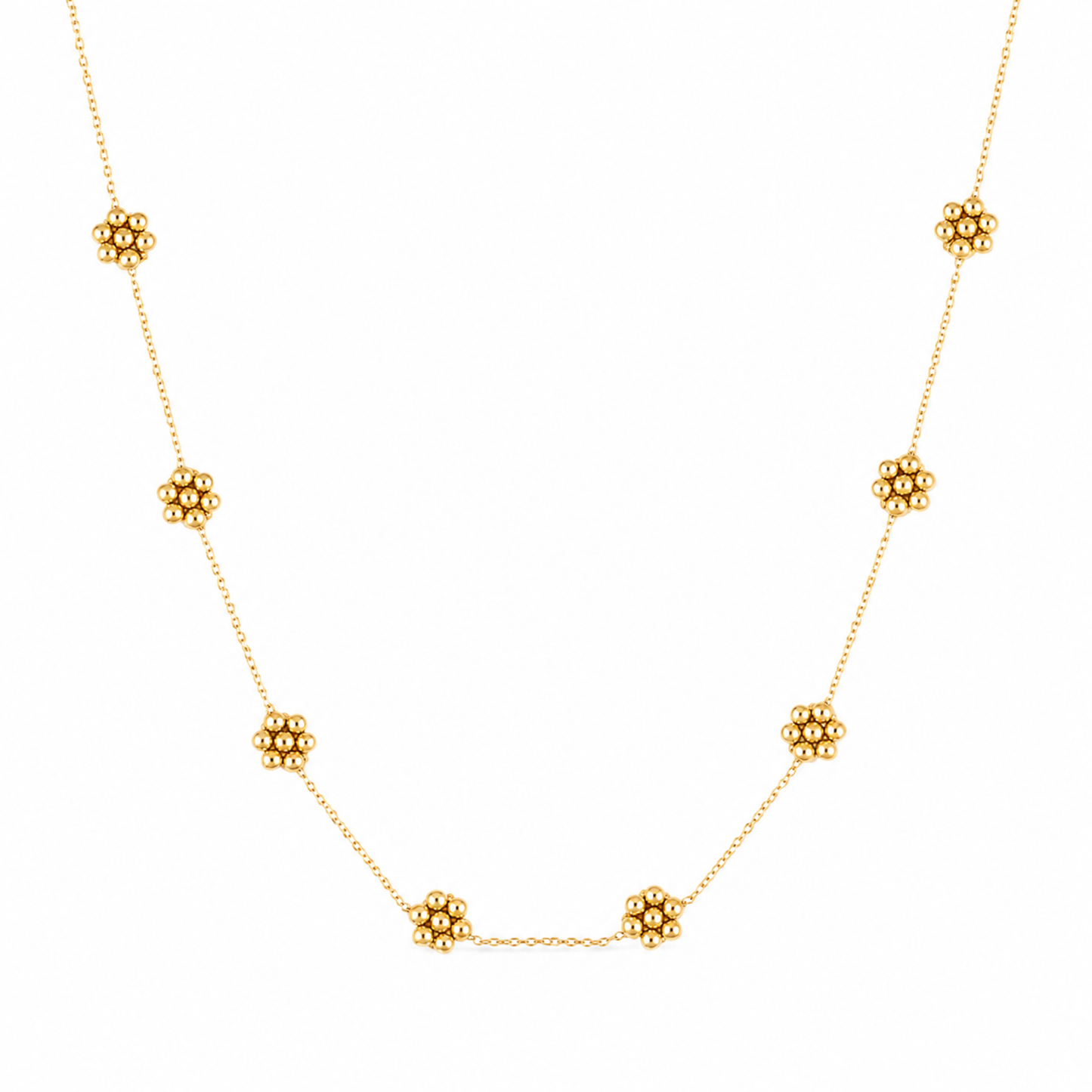 Dainty Golden Bead Flower Necklace