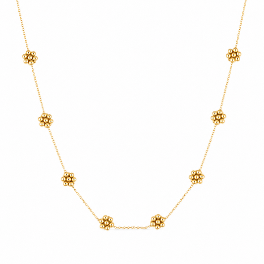 Dainty Golden Bead Flower Necklace