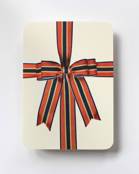 Orange, Blue & Cream Bow Greeting Card | Birthday Card