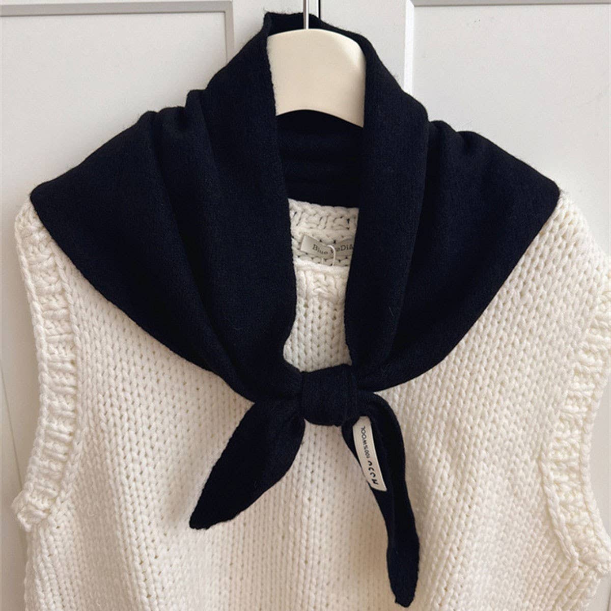 Wool Knit Triangle Scarf - assorted colors