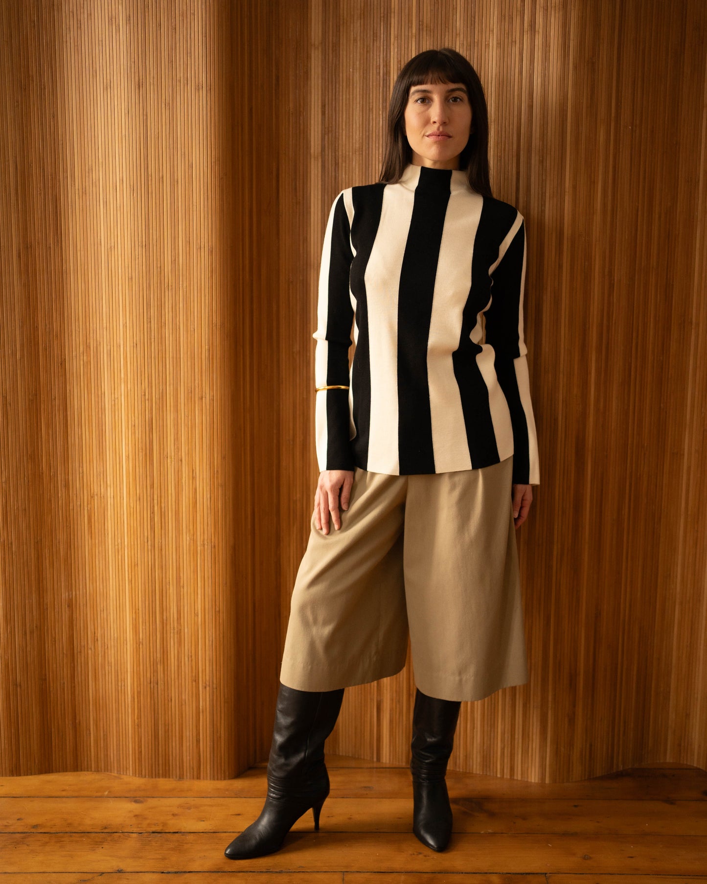 Khaki wide leg cutottes