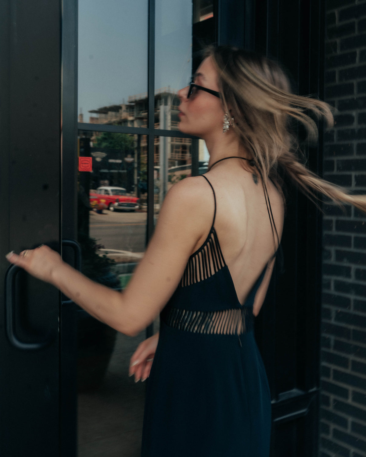 Caché black peekaboo midriff dress