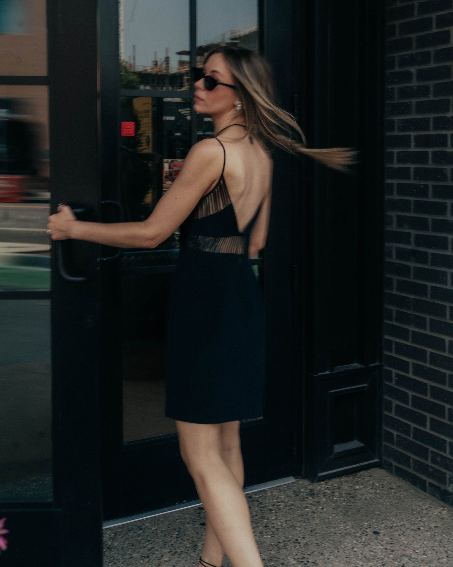 Caché black peekaboo midriff dress