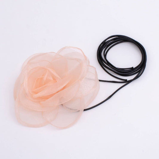 Handmade Ballet Pink Tulle Rose Necklace