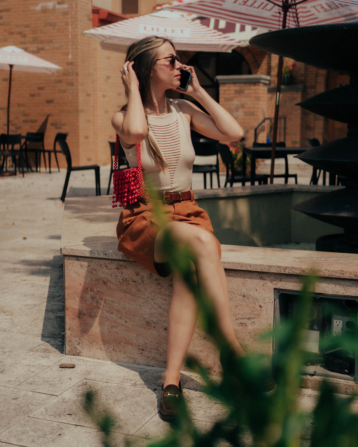 Red fringe beaded bag!