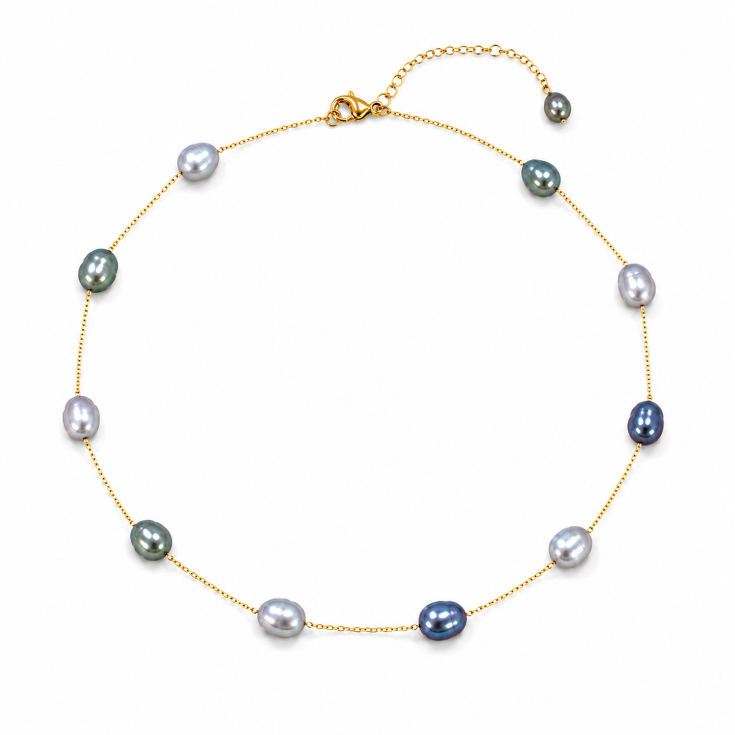 Esther Freshwater Pearl Station Necklace: Cream