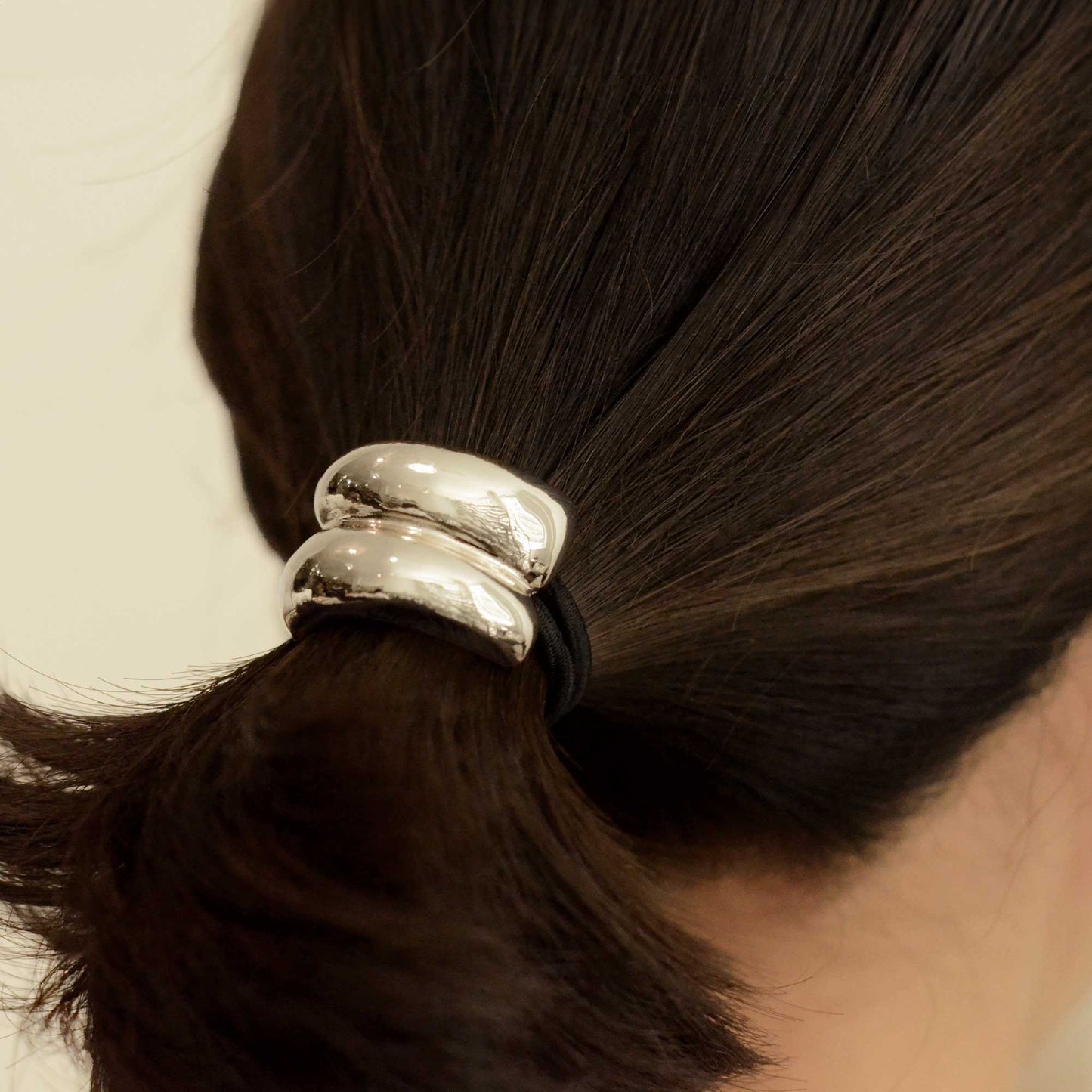 Mini Double Arch Metal Ponytail Hair Tie | Silver