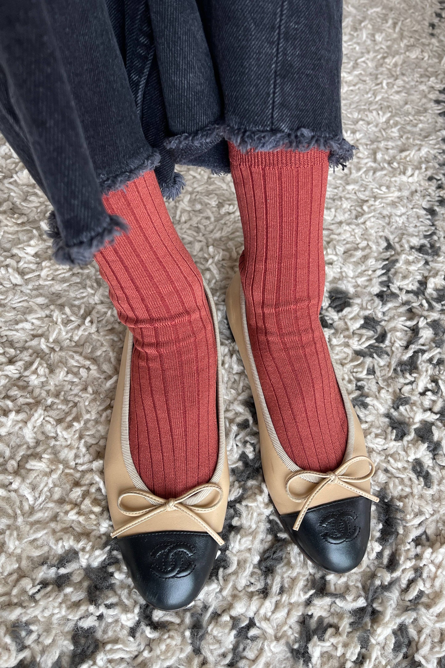 Her Socks - Mercerized Combed Cotton Rib: Terracotta