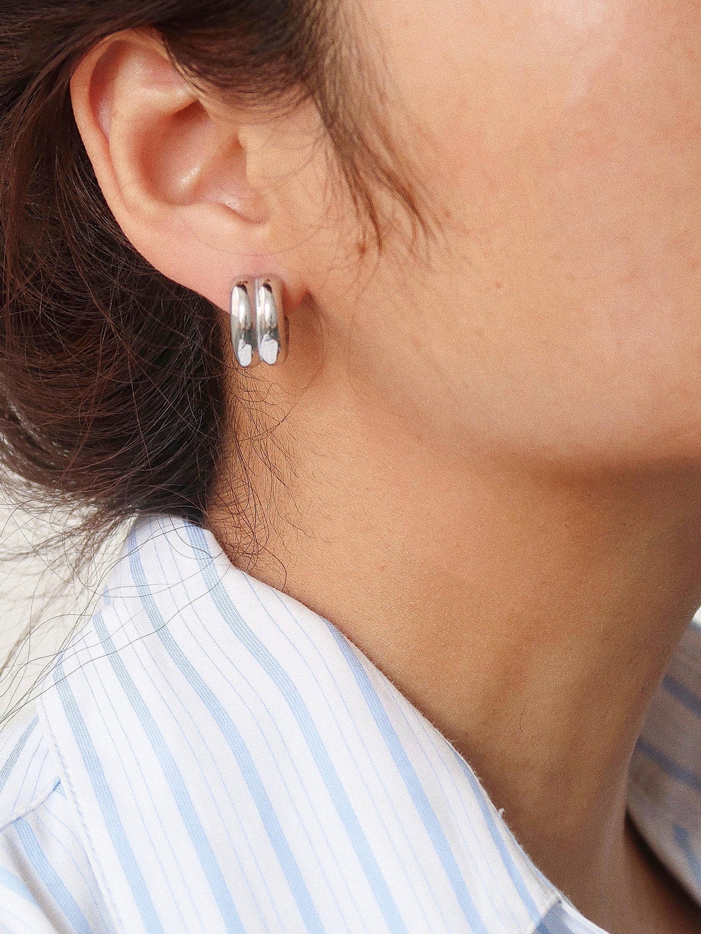 Emma Double Hoop Earring: Silver