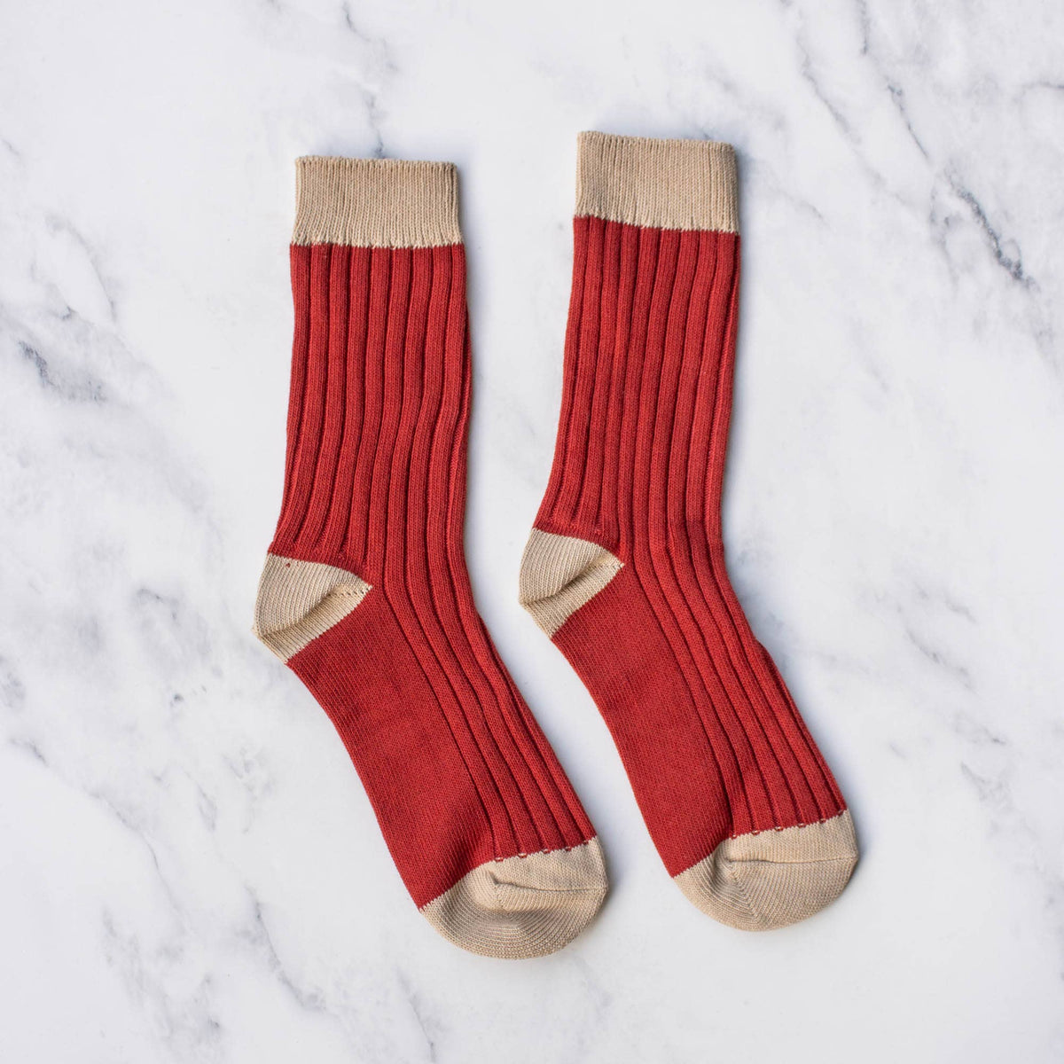 Women's 2 Tone Jacquard Casual Socks: Mocha/Wine