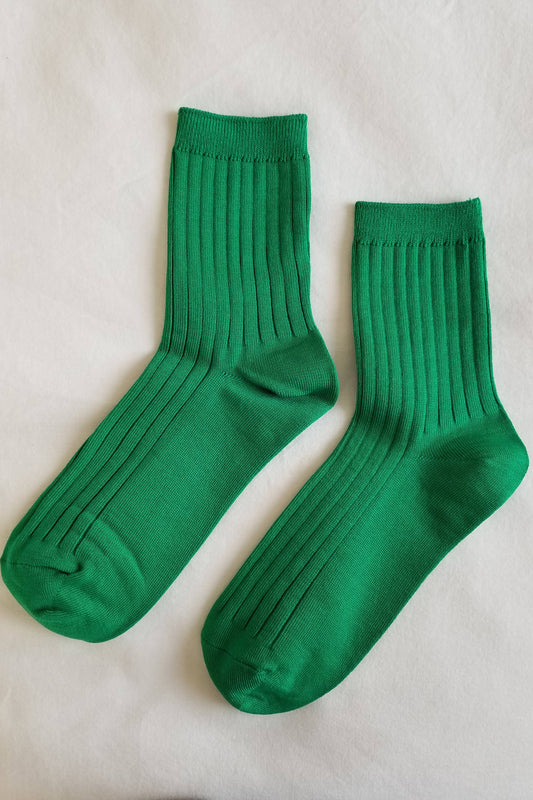 Her Socks - Mercerized Combed Cotton Rib: Kelly Green