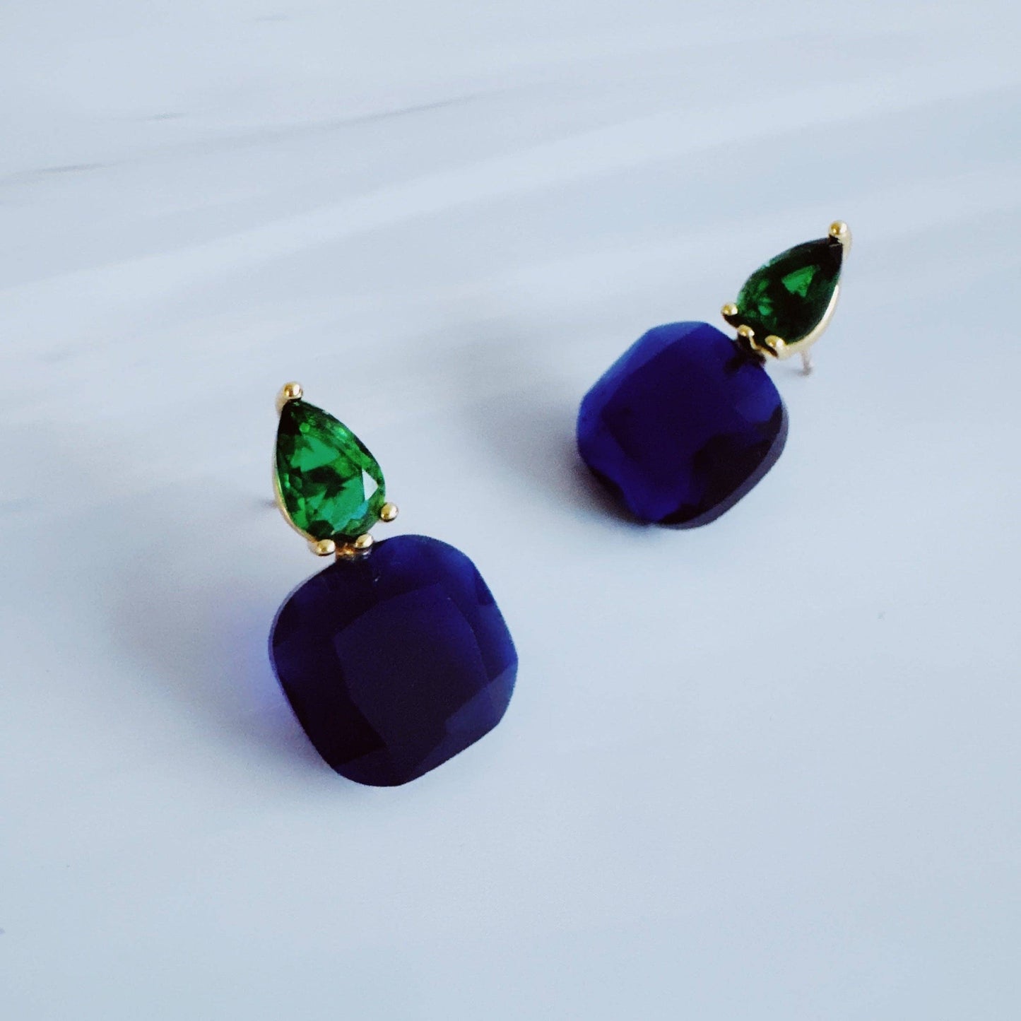 Lustre Duo Drop Earrings: Emerald Ocean