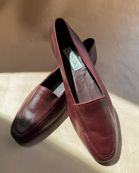 Capezio wine leather loafers