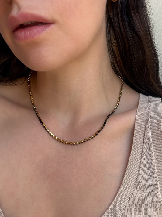 Black Rhinestone Tennis Chain Necklace