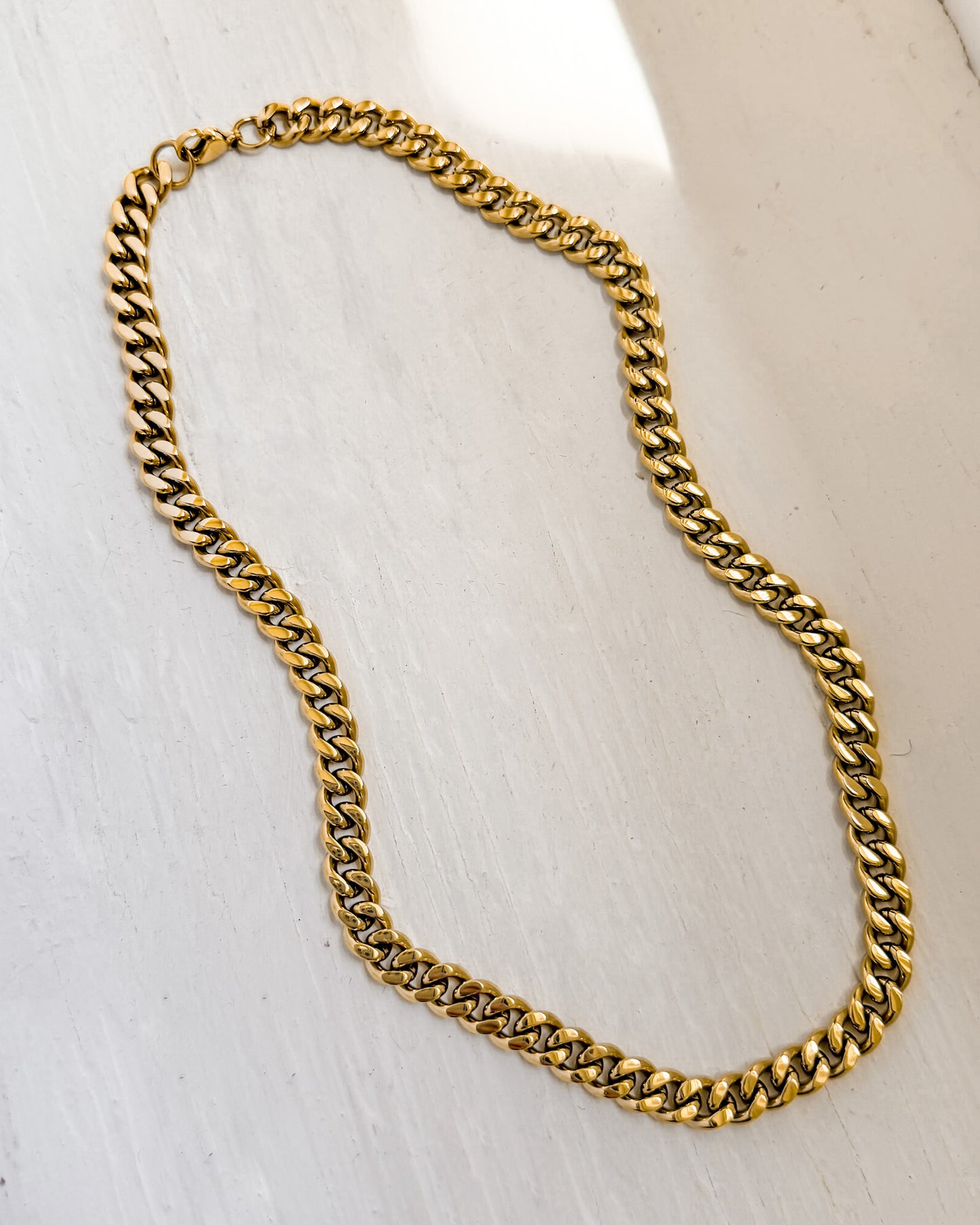 Gold Curb Chain Necklace