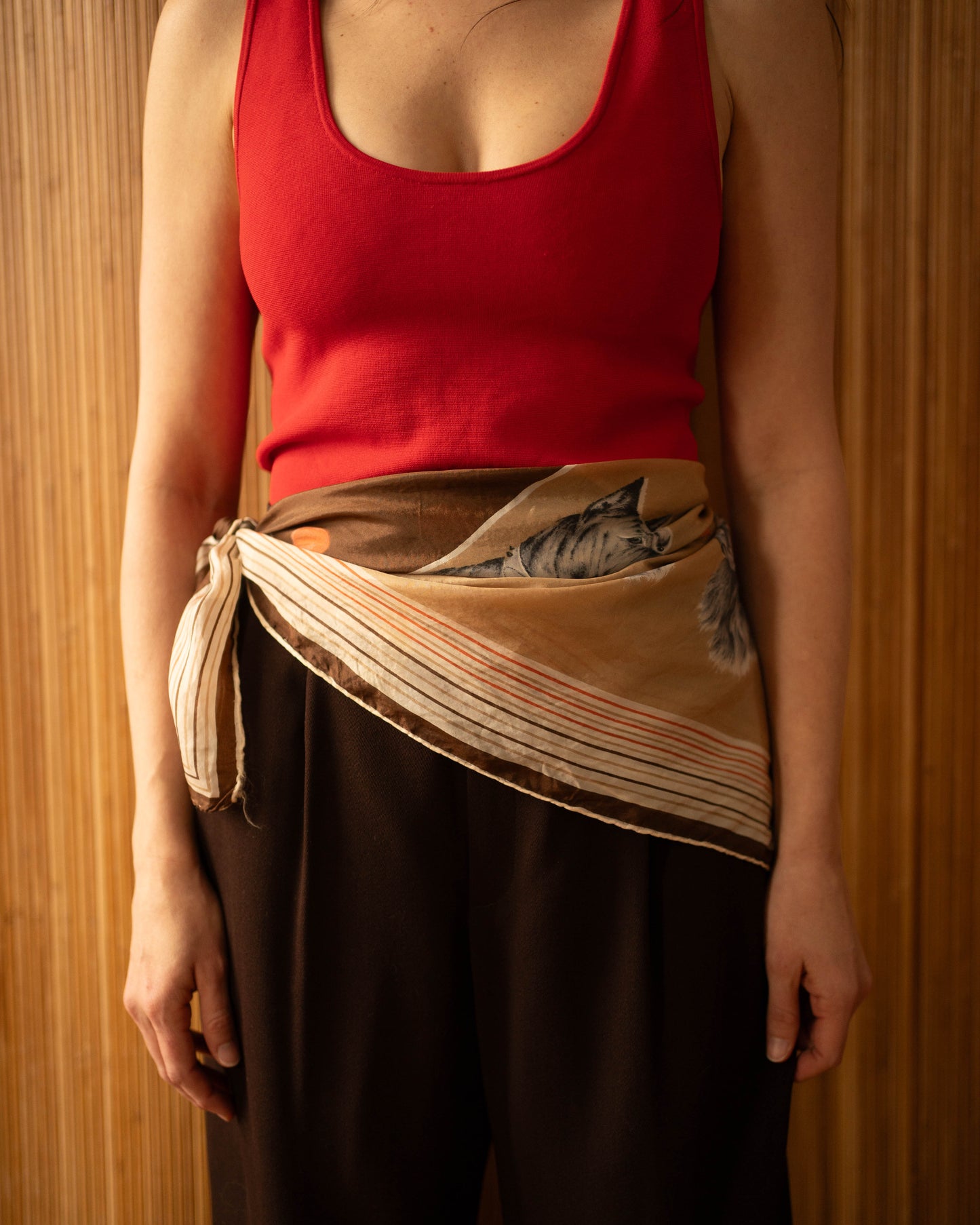 Chocolate brown rayon trousers