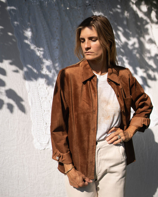Ann Taylor burnt caramel suede shacket