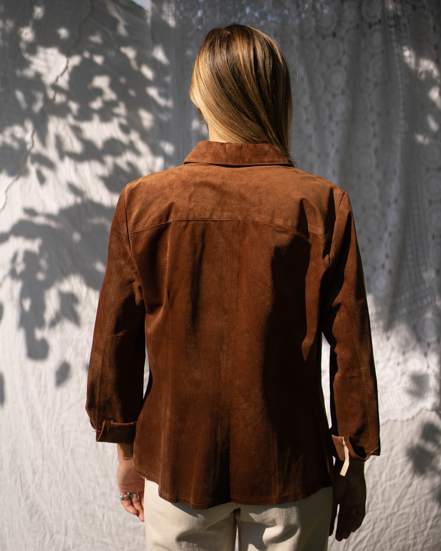 Ann Taylor burnt caramel suede shacket