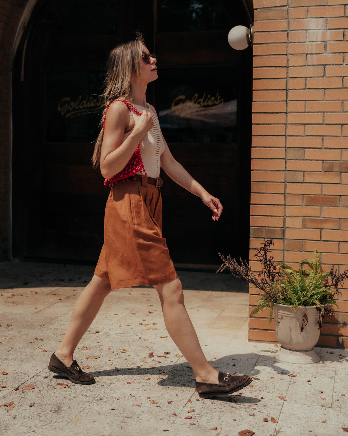 Giorgio Sant'Angelo camel linen shorts