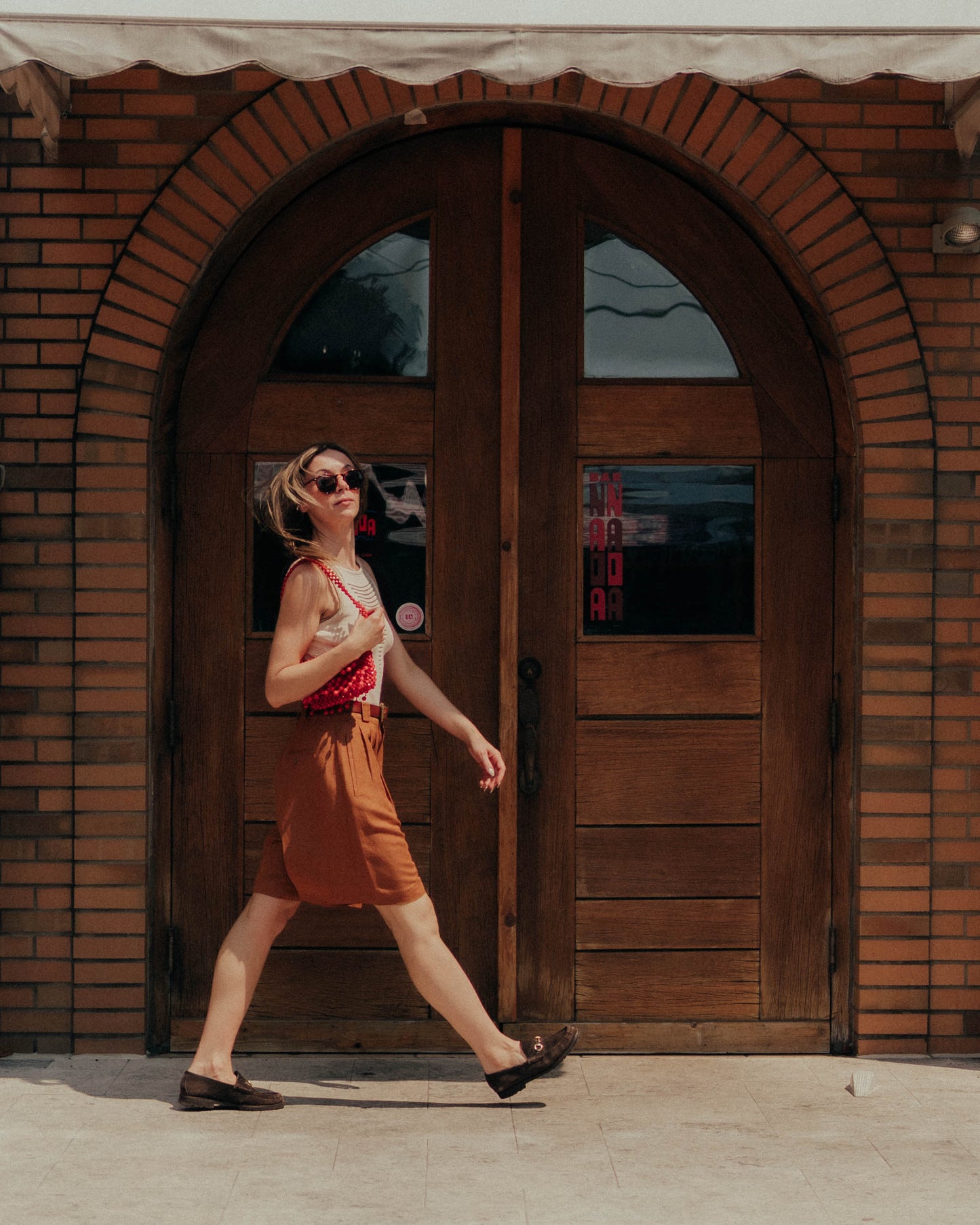 Giorgio Sant'Angelo camel linen shorts
