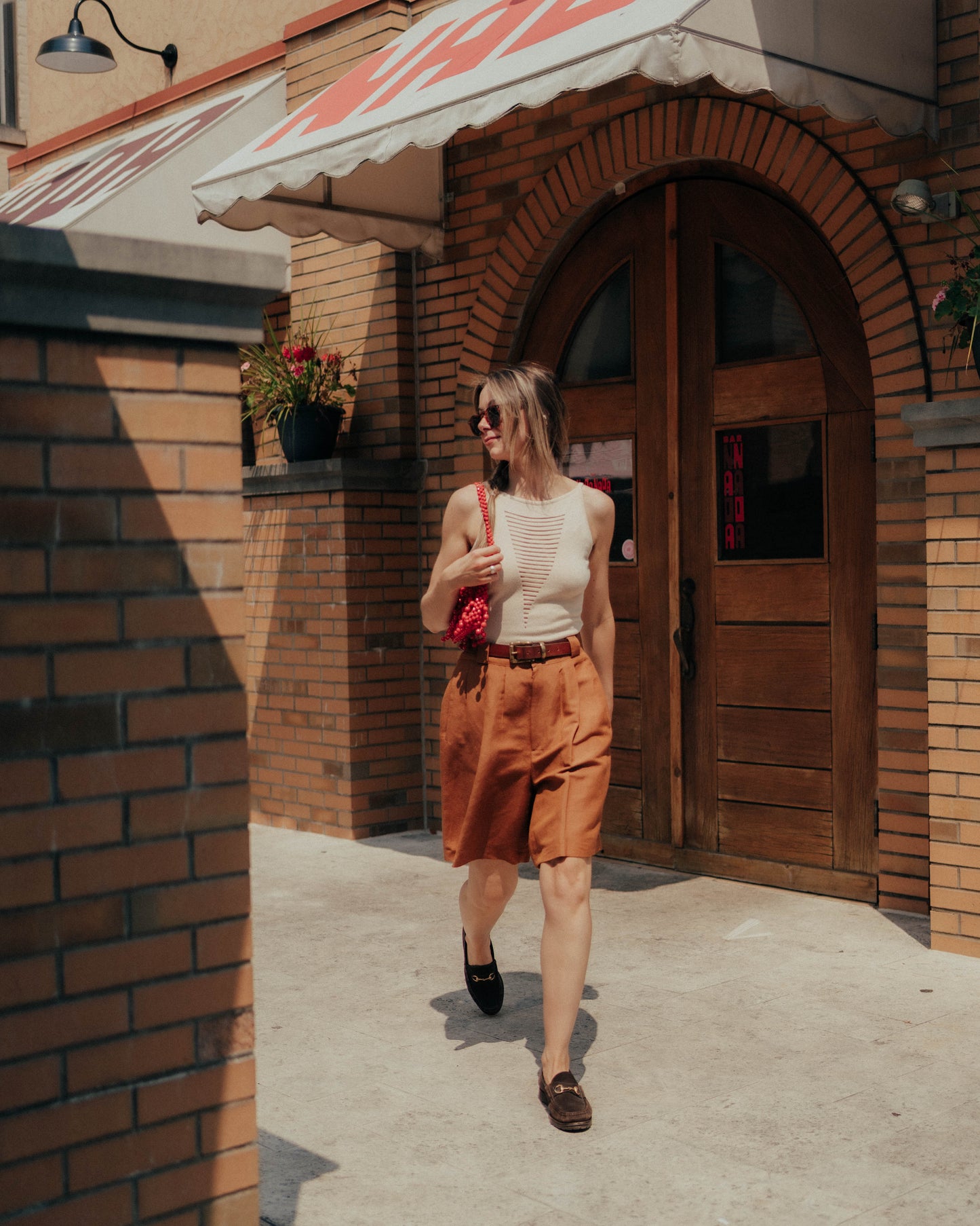Giorgio Sant'Angelo camel linen shorts