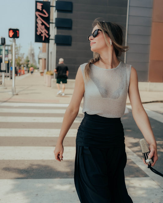 Lioness silver metal mesh tank