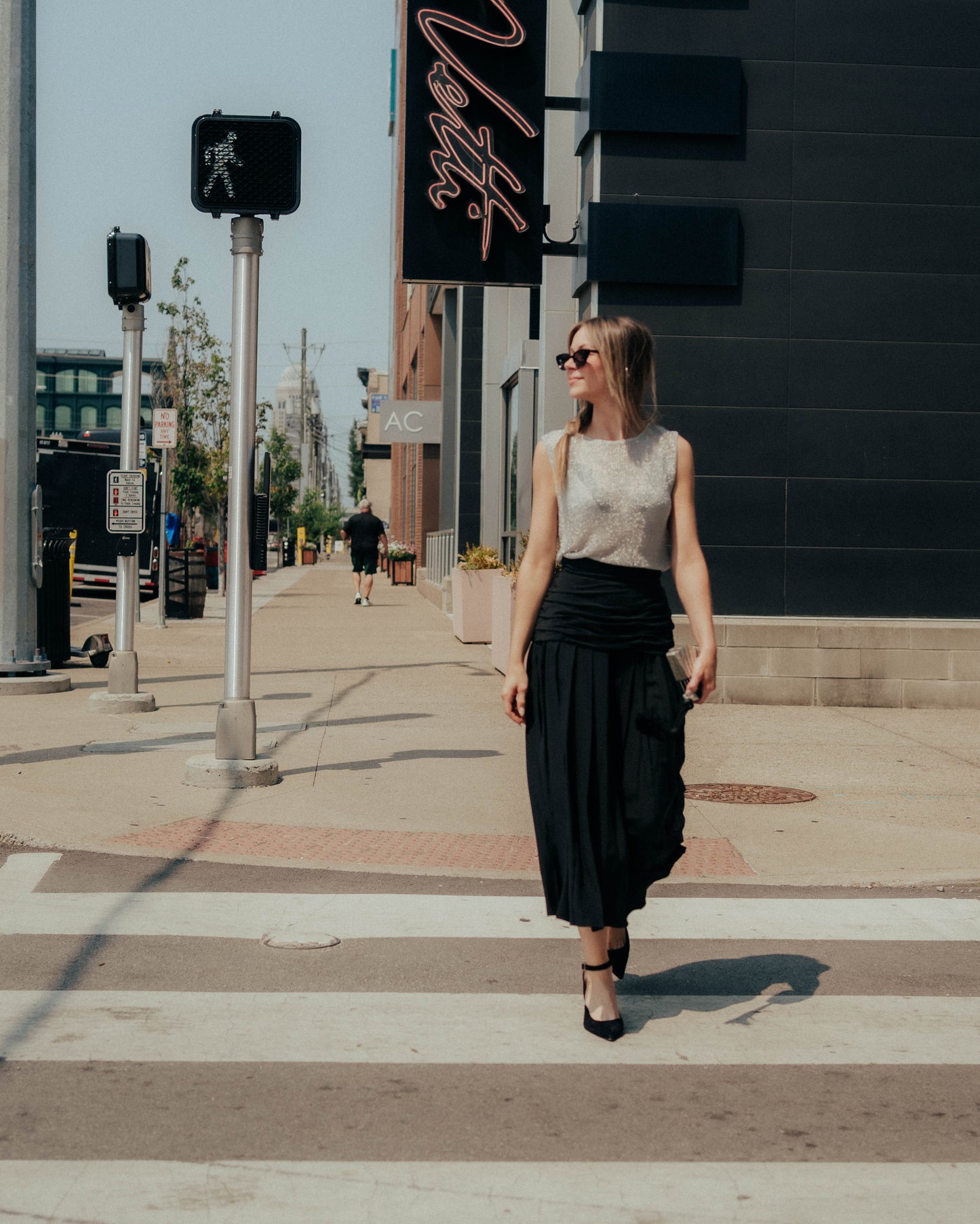 Black pleated cummerbund skirt