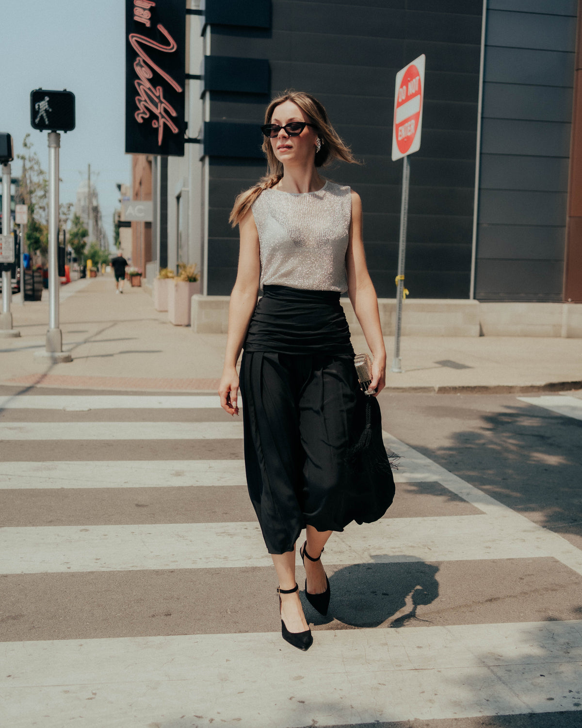 Black pleated cummerbund skirt