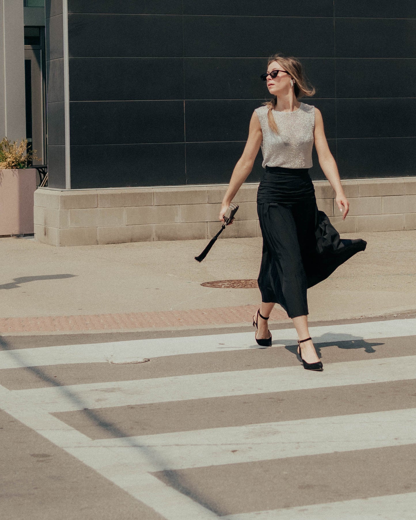 Black pleated cummerbund skirt