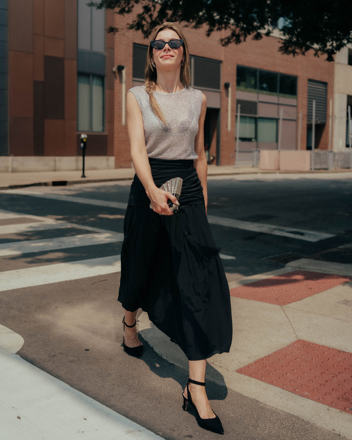 Black pleated cummerbund skirt