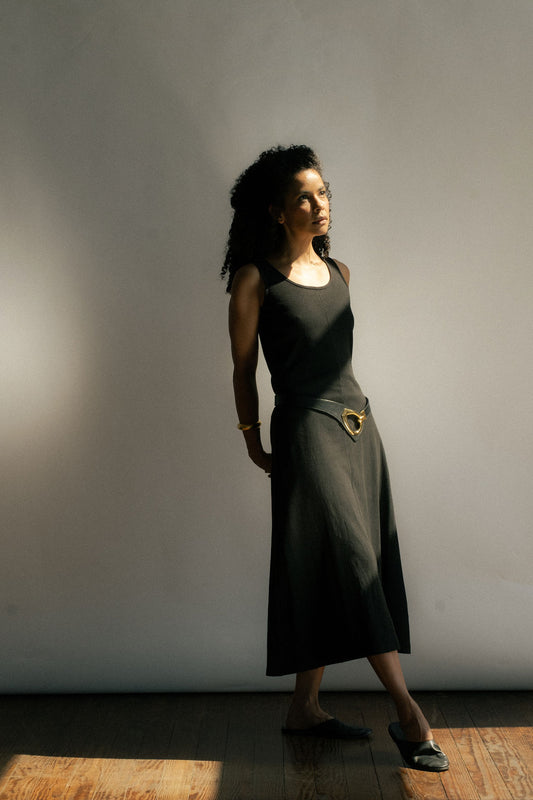 Styleworks black ribbed tank dress