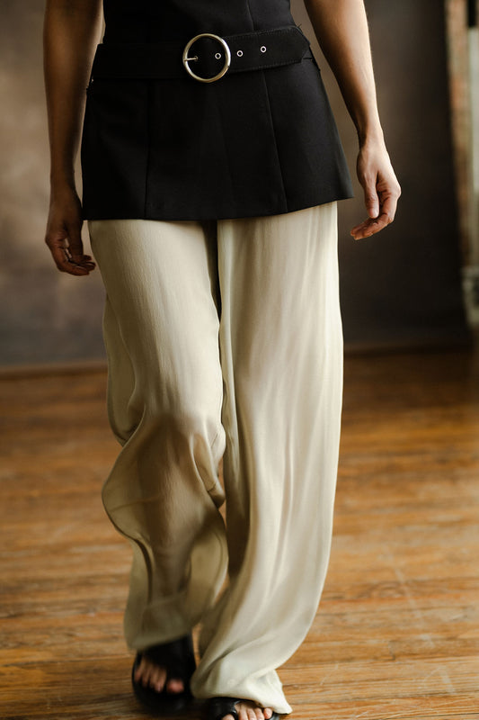 Donna Karan sheer silk taupe pants