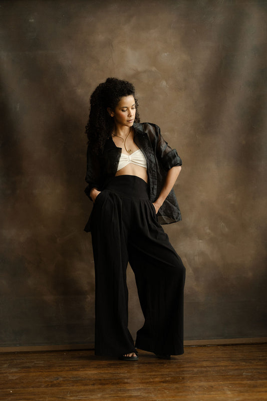 Black sheer sheen blouse