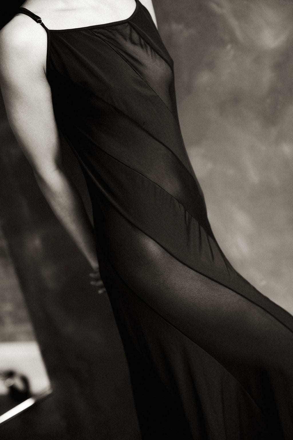 Frederick's of Hollywood sheer strip gown
